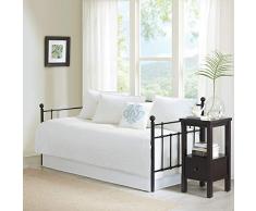 Madison Park Quebec - Juego de Ropa de Cama tamaño Cama – Blanco, Damasco – 6 Piezas Ropa de Cama Colcha – Ultra Suave Microfibra Colcha Colcha Colcha Colcha