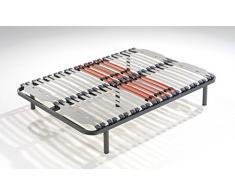 HOGAR24 ES Somier Multiláminas Taco Caucho Basculante y Reguladores Lumbares, Tubo Acero 40x30 + Juego De 4 Patas De 32cm, 80x180cm