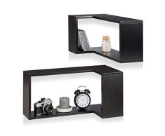 Relaxdays Esquina Estante de Pared, 2 Unidades, Libre oscilante, Decorativa, para Colgar, habitación de los Niños, diseño Moderno, MDF, Negro, Madera, 30 x 60 x 30 cm