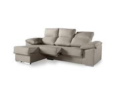 SHIITO - Sofá de 3 Plazas y Chaise Longue Izquierda - 95 x 95/160 x 245 cm - Modelo Romeo - Función Relax - Asientos Deslizantes y Reclinables - Beige