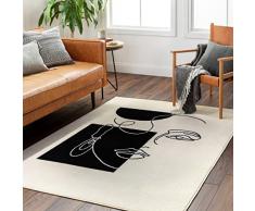 Surya Spokane - Alfombra de salón Moderna, diseño Abstracto con Aspecto mármol, para salón, Comedor, Dormitorio, Alfombra de mármol Suave, Alfombra de Pelo Corto, Grande, 152 x 213 cm, Color Blanco