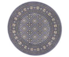 NORTHRUGS Nouristan - Alfombra Redonda de Pelo Corto Oriental Sao Buchara - Alfombra Redonda para salón, Cocina, Pasillo, Comedor, Dormitorio, Gris, diámetro 160