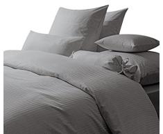 Italian Bed Linen CP-ST-2P Satin Stripes Conjunto de Cubierta de edredòn, Doble, Gris, poliéster