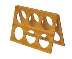 BAKAJI Botellero de Vino de Madera de bambú Plegable Plegable para Ahorrar Espacio con 6 plazas para Botellas, Color bambú Natural, tamaño 30 x 20 x 24 cm