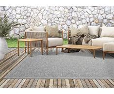Mias Teppiche Adora - Alfombra Moderna, de Estilo Boho, Apta para Interiores y Exteriores, Especialmente Plana, Ideal para la Cocina y el Comedor, Gris, 140x200cm