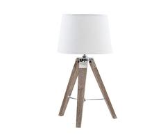 CRIBEL Beauty - Lámpara de Suelo con Estructura de Madera y Casquillo de Pantalla de PVC, Color Blanco, 28 x 28 x 63 cm
