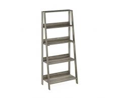 Furinno Estantería de exhibición de Escalera de 5 Niveles, Madera de ingeniería, Roble Francés, 5-Tier