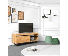 Skraut Home | Mueble TV Mod.Naturale Roble/Negro| 1 Puerta y 2 viviendas| Sala de Estar| 120x40x53cm