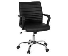 hjh OFFICE 723051 Silla de Oficina Giratoria ERGOSMOOTH Piel sintética Negro, Silla Escritorio, Función de Inclinación, Regulable en Altura