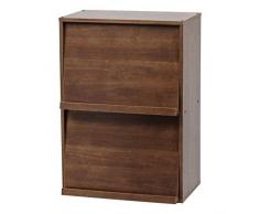 Iris Ohyama, mobiliario, biblioteca, estante de almacenamiento, 2 puertas plegables, diseño, sólido, moderno, multi-uso, escritorio, habitación, salón - Flap Rack Chr - 2 - Marron