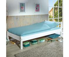 Inter Link Cama Individual de Madera Maciza en Blanco 90 X 200 cm