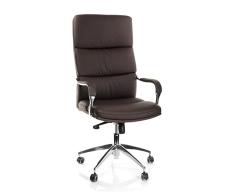 hjh OFFICE 600710 Sillón de Oficina Brunello 20 Piel sintética Marrón Oscuro, Silla giratoria, Respaldo Alto y Asiento Acolchado