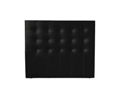 DUÉRMETE ONLINE 190 x 120 cm (Cama de 180) Cabecero Roma con Acolchado Botones | Tapizado en Polipiel de Alta Gama | Medidas, Madera, Negro