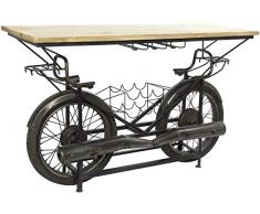 DRW Botellero Moto de Metal y Madera de Mango en Negro y Natural 155x56,5x96,5cm