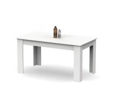 MUEBLES PITARCH 1110 Mesa de Comedor, Aglomerado de partículas y melamina de Alta Densidad, Blanco, 77 x 140 x 80 cm