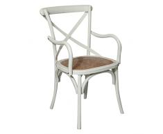 BISCOTTINI INTERNATIONAL ART TRADING Biscottini reposabrazos, 91 x 52 x 45 cm, sillas de Cocina de Madera, Acabado Blanco Envejecido, 91x52x45 cm