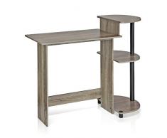 Furinno Compact Escritorio De Computadora, Tabla de Madera aglomerada, Roble francés Gris/Negro, 39.62 x 39.62 x 85.34 cm