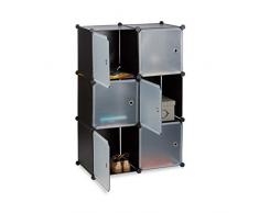 Relaxdays Estantería Modular Cubo con 6 Compartimentos, Negro, 105 X 70 X 35 Cm
