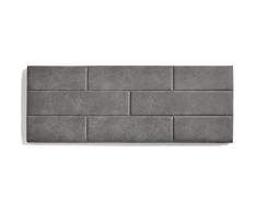ECCOX - Cabecero de Cama Muro Ladrillos de Tela Antimanchas Aquaclean - Cabezal Tapizado con Acolchado de Espuma y Refuerzo Trasero - Color Gris - 152 cm para Camas de 135 cm