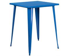 Flash Furniture Muebles Flash Mesa Cuadrada de Metal de Grado Comercial Pulgadas para Interiores y Exteriores, Blue, 31.5 Square