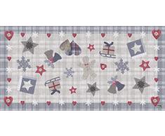 VILBER Alfombra Bells Gris (40x78x0,2 cm), PVC Poliester, Antideslizante, Lavable, Resistente al Calor, con Posibilidad de Caminos de Mesa y Manteles Individuales a Juego.
