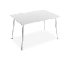 Versa Anika Mesa de Comedor para Cocina, Terraza, Jardín o Comedor, Medidas (Al x L x An) 75 x 120 x 80 cm, Madera, PVC y Metal, Color Blanco