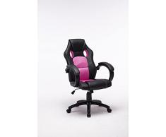 MUEBLIX.COM | Silla de Escritorio o Gaming Rosa Valencia | Sillon de Oficina o Despacho con Respaldo Reclinable con Ruedas | Sillas Escritorio Giratoria Estilo Moderno de Polipropileno | Color Rosa