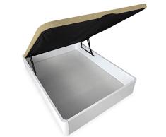 Somnia Descanso - Canapé Abatible Extra Reforzado Gran Capacidad con Tapa Transpirable, Esquinas Redondeadas, 150 x 190, Cajón Grosor 30mm, Color Blanco