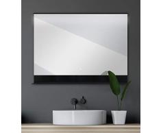 Talos Black Home Espejo de luz LED, Glass, Aluminium, Negro, 80 x 60 cm
