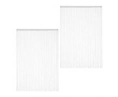 Relaxdays Set de Dos Cortinas de Hilos, para Cortar, con Pasador, para Puertas y Ventanas, 145x245 cm, Blanca