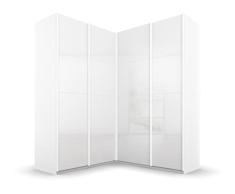 Rauch Möbel Quadra Gabinete de Esquina de Puertas flotantes, Madera de ingeniería, Hochglanz Weiß/Weiß, 181x229x187