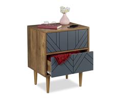 Relaxdays Gabinetes Armario con 2 cajones, para salón y Dormitorio, aparador, 5 x 48 x 39,5 cm, Moderna, Color marrón y Gris, 70% 20% Tablero de Fibra 10% Madera, 59,5x48x39,5 cm