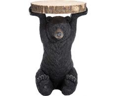 Kare Design Mesa auxiliar Animal Bear, oso, Ø33cm, negro, madera, dormitorio, sala de estar
