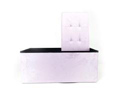 BIANCHERIAWEB Double Velvet, puf contenedor Acolchado Rosa Antiguo, puf Plegable 76 x 34 x 34 cm