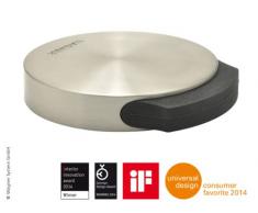 WAGNER 15512111 Screw or Glue - Tope para Puerta (Metal Cepillado, Caucho termoplástico, diámetro 90 x 17 mm)