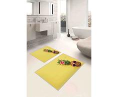 Questo Casa, Base Decorativa, Antideslizante, Juego de tapete de baño Delgado Moderno Lavable de 2 Piezas, Rectangular, Alfombra de baño, Alfombra de baño, 0.9Mc, Pila:4mm, 60x100 Cm, 50x60 Cm