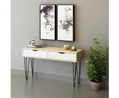 Homemania Tabla Consola Morena con Cajones, Aglomerado Melamínico, Metal, Roble, Blanco, Negro, 100 x 40 x 77.60 cm