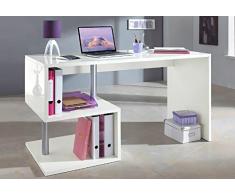 Homemania Escritorio Esse para Pc con Estantes, Tablero de Aglomerado de Melamina, Blanco, 140 x 60 x 75 cm