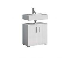 trendteam smart living Wons Armario para Lavabo, Madera de ingeniería, Color Blanco con Lacado Brillante, 60 x 58 x 34 cm