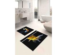 Questo Casa, Base Decorativa, Antideslizante, Juego de tapete de baño Delgado Moderno Lavable de 2 Piezas, Rectangular, Alfombra de baño, Alfombra de baño, 0.9Mc, Pila:4mm, 60x100 Cm, 50x60 Cm