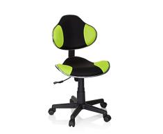 hjh OFFICE 634130 Silla Escritorio para niños KIDDY GTI-2 Tejido Negro/Verde, ergonómico Silla Juvenil, Altura Ajustable