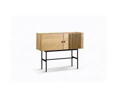 SHIITO - Aparador - 120 x 97 x 42 cm - Modelo Fabric - Mueble Recibidor con 2 Puertas - MDF Madera de Roble - con Almacenaje Extra para Salón - Marrón