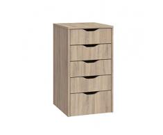 MUEBLES PITARCH EKO Cajonera, Aglomerado de partículas y melamina de Alta Densidad, Roble Cambrian, 71 x 40 x 43 cm