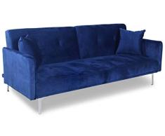 Menzzo Carla - Sofá de Terciopelo, Color Azul, 191