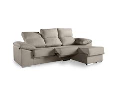 SHIITO - Sofá de 3 Plazas con Chaise Longue Derecha - 95 x 95/160 x 245 cm - Modelo Romeo - Función Relax - Asientos Deslizantes y Reclinables - Beige