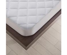 Sancarlos- Protector de colchón, Acolchado, Algodón rizo, Impermeable y silencioso, Color Blanco, Cama de 160 cm