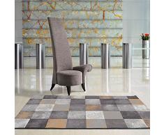 Universal Alfombra Moderna Geométrica Tonos Grises y Tierras, Amber Check Gris