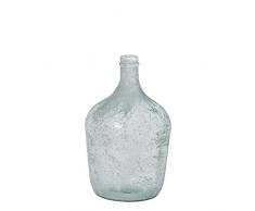 DRW Jarron de Vidrio Reciclado con Forma de garrafa de 4l en Blanco 18x30cm