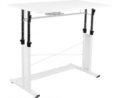 Flash Furniture Muebles Flash Altura Ajustable Pulgadas de Alto Escritorio de Oficina en casa, Metal, White, 39.25 W x 23.75 D x 27.25-35.75 H