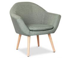 Mc Haus NAVIAN - Sillón Nórdico Escandinavo de colorVerde pistacho, butaca comedor salón dormitorio, sillón acolchado con Reposabrazaos y patas de madera 74x64x76 cm